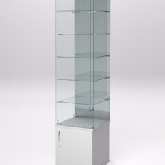 Витрина стеклянная ПРИМА МОДЕРН №508 (с дверкой, задняя стенка - зеркало), Серый