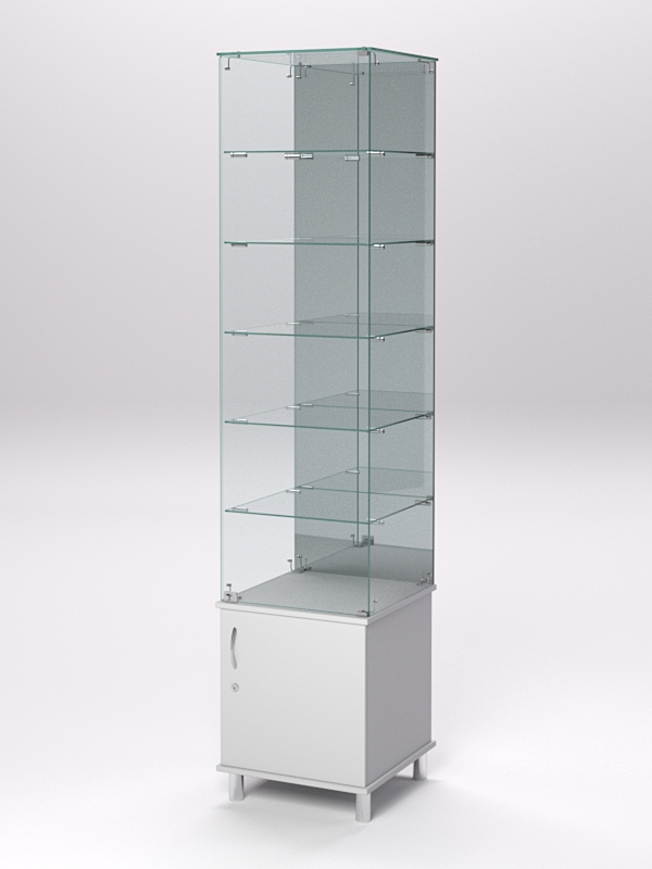 Витрина стеклянная ПРИМА МОДЕРН №508 (с дверкой, задняя стенка - зеркало), Серый