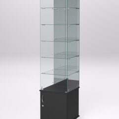 Витрина стеклянная ПРИМА МОДЕРН №508 (с дверкой, задняя стенка - зеркало), Черный