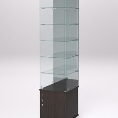 Витрина стеклянная ПРИМА МОДЕРН №508 (с дверкой, задняя стенка - зеркало), Дуб Венге