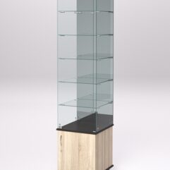 Витрина стеклянная ПРИМА МОДЕРН №508 (с дверкой, задняя стенка - зеркало), Дуб Сонома и Дуб Венге