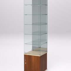 Витрина стеклянная ПРИМА МОДЕРН №508 (с дверкой, задняя стенка - зеркало), Орех и Дуб Сонома