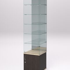 Витрина стеклянная ПРИМА МОДЕРН №508 (с дверкой, задняя стенка - зеркало), Дуб Венге и Дуб Сонома