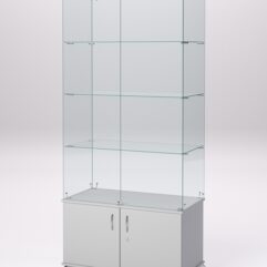 Витрина стеклянная ПРИМА КЛАССИК №1 (с дверками, задняя стенка - стекло), Серый