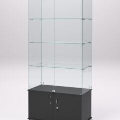 Витрина стеклянная ПРИМА КЛАССИК №1 (с дверками, задняя стенка - стекло), Черный