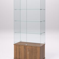 Витрина стеклянная ПРИМА КЛАССИК №1 (с дверками, задняя стенка - стекло), Орех