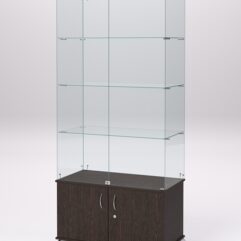 Витрина стеклянная ПРИМА КЛАССИК №1 (с дверками, задняя стенка - стекло), Дуб Венге