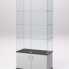 Витрина стеклянная ПРИМА КЛАССИК №1 (с дверками, задняя стенка - стекло), Серый и Дуб Венге