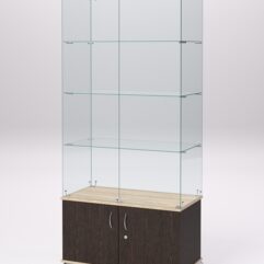 Витрина стеклянная ПРИМА КЛАССИК №1 (с дверками, задняя стенка - стекло), Дуб Венге и Дуб Сонома