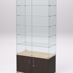 Витрина стеклянная ПРИМА КЛАССИК №501 (с дверками, задняя стенка - стекло), Дуб Венге и Дуб Сонома
