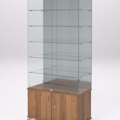 Витрина стеклянная ПРИМА КЛАССИК №503 (с дверками, задняя стенка - зеркало), Орех