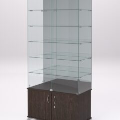 Витрина стеклянная ПРИМА КЛАССИК №503 (с дверками, задняя стенка - зеркало), Дуб Венге