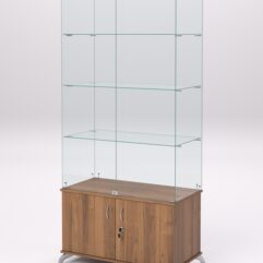 Витрина стеклянная ПРИМА КЛАССИК №5 (с дверками, задняя стенка - стекло), Орех