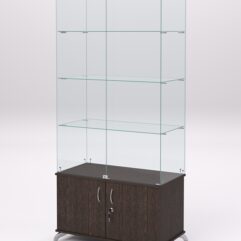 Витрина стеклянная ПРИМА КЛАССИК №5 (с дверками, задняя стенка - стекло), Дуб Венге