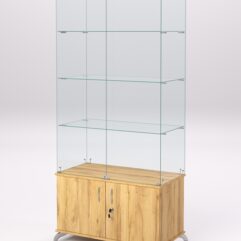 Витрина стеклянная ПРИМА КЛАССИК №5 (с дверками, задняя стенка - стекло), Дуб Золотистый