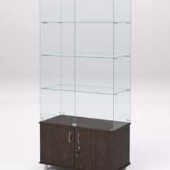 Витрина стеклянная ПРИМА МОДЕРН №5 (с дверками, задняя стенка - стекло), Дуб Венге