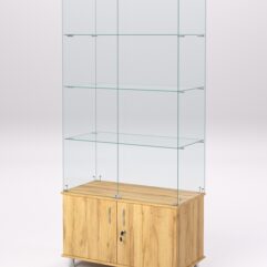 Витрина стеклянная ПРИМА МОДЕРН №5 (с дверками, задняя стенка - стекло), Дуб Золотистый