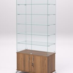 Витрина стеклянная ПРИМА КЛАССИК №505 (с дверками, задняя стенка - стекло), Орех