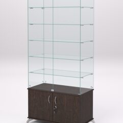 Витрина стеклянная ПРИМА КЛАССИК №505 (с дверками, задняя стенка - стекло), Дуб Венге