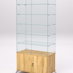 Витрина стеклянная ПРИМА КЛАССИК №505 (с дверками, задняя стенка - стекло), Дуб Золотистый