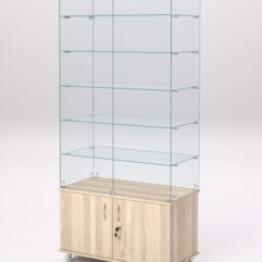 Витрина стеклянная ПРИМА МОДЕРН №505 (с дверками, задняя стенка - стекло), Дуб Сонома