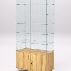 Витрина стеклянная ПРИМА МОДЕРН №505 (с дверками, задняя стенка - стекло), Дуб Золотистый