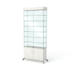 Витрина стеклянная ПРИМА КЛАССИК №31 (с дверками, задняя стенка - стекло), Белый