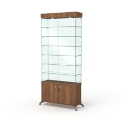 Витрина стеклянная ПРИМА КЛАССИК №31 (с дверками, задняя стенка - стекло), Орех