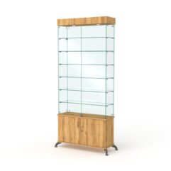 Витрина стеклянная ПРИМА КЛАССИК №31 (с дверками, задняя стенка - стекло), Дуб Золотистый