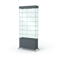 Витрина стеклянная ПРИМА КЛАССИК №31 (с дверками, задняя стенка - стекло), Темно-Серый