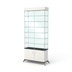 Витрина стеклянная ПРИМА КЛАССИК №31 (с дверками, задняя стенка - стекло), Черный и Белый