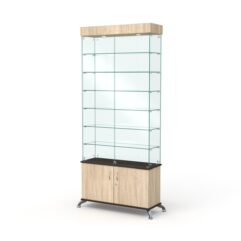 Витрина стеклянная ПРИМА КЛАССИК №31 (с дверками, задняя стенка - стекло), Дуб Венге и Дуб Сонома