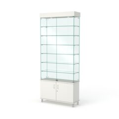 Витрина стеклянная ПРИМА МОДЕРН №31 (с дверками, задняя стенка - стекло), Белый