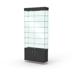 Витрина стеклянная ПРИМА МОДЕРН №31 (с дверками, задняя стенка - стекло), Черный