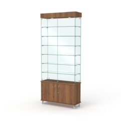 Витрина стеклянная ПРИМА МОДЕРН №31 (с дверками, задняя стенка - стекло), Орех