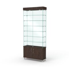 Витрина стеклянная ПРИМА МОДЕРН №31 (с дверками, задняя стенка - стекло), Дуб Венге