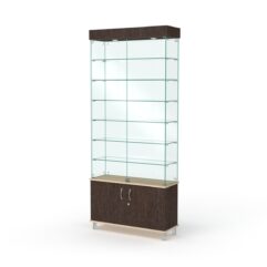 Витрина стеклянная ПРИМА МОДЕРН №31 (с дверками, задняя стенка - стекло), Дуб Сонома + Дуб Венге