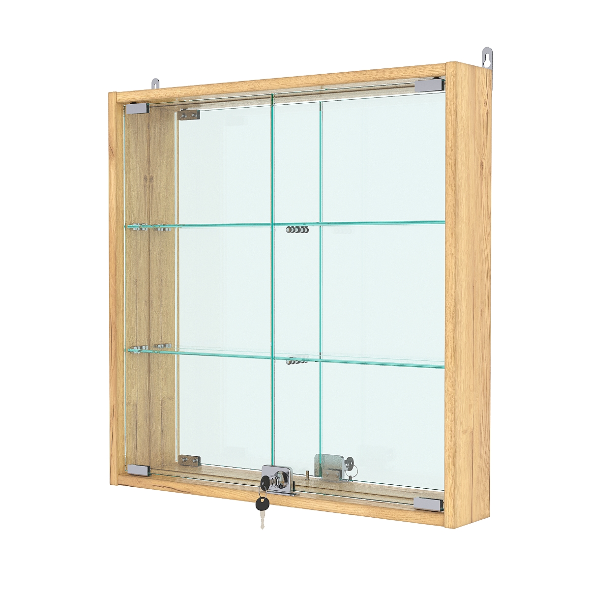 Витрина настенная №1-2АУ с зеркалом, Дуб Золотистый