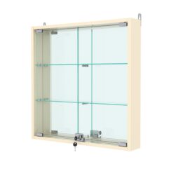 Витрина настенная №1-2АУ с зеркалом, Крем Вайс