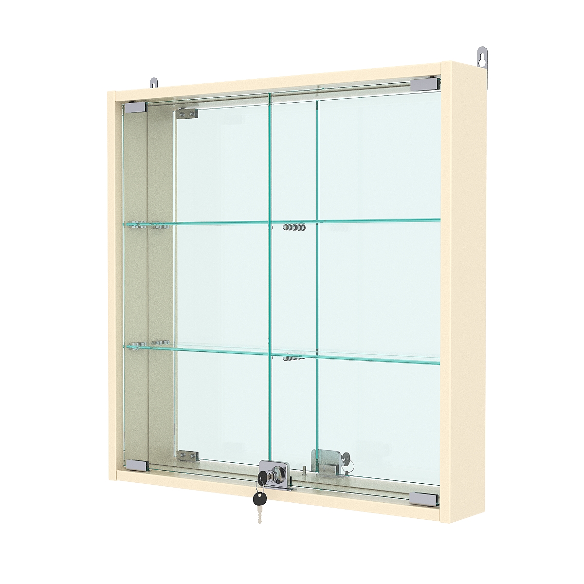 Витрина настенная №1-2АУ с зеркалом, Крем Вайс