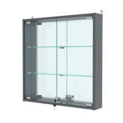 Витрина настенная №1-2АУ с зеркалом, Темно-Серый