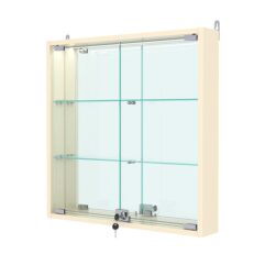 Витрина настенная №1-4АУ с зеркалом и с подсветкой, Крем Вайс