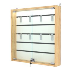 Витрина настенная №1-2БУ с экономпанелью, без полок, с подсветкой, Дуб Золотистый