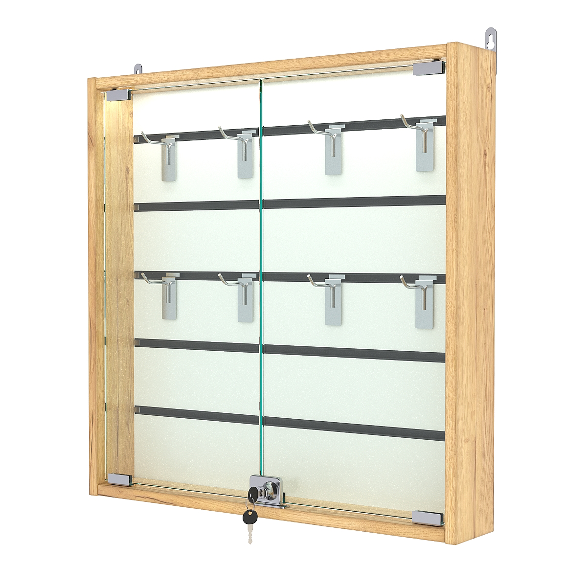 Витрина настенная №1-2БУ с экономпанелью, без полок, с подсветкой, Дуб Золотистый