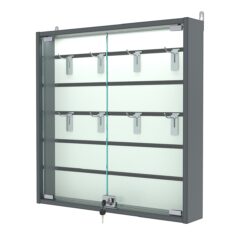 Витрина настенная №1-2БУ с экономпанелью, без полок, с подсветкой, Темно-Серый