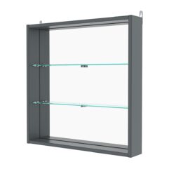 Витрина настенная №1-2ГУ с зеркалом, Темно-Серый