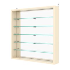 Витрина настенная №1-6ГУ с зеркалом, Крем Вайс