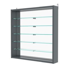 Витрина настенная №1-6ГУ с зеркалом, Темно-Серый