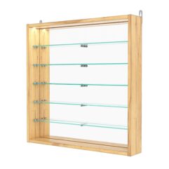 Витрина настенная №1-8ГУ с зеркалом и с подсветкой, Дуб Золотистый