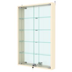 Витрина настенная №2-2АУ с зеркалом, Крем Вайс